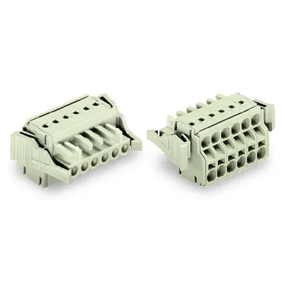 2-conductor female connector; 100% protected against mismating; Locking lever; 2.5 mm²; Pin spacing 5 mm; 7-pole; 2,50 mm²; light gray