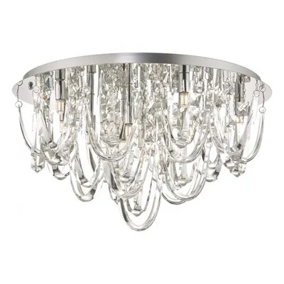 Lampa tavan Roxanne Large 11 Light Flush Polished Chrome Crystal