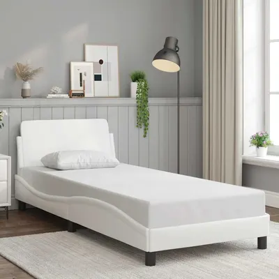 vidaXL Cadru de pat, Dover, alb, 80x200 cm, piele ecologică