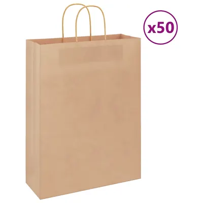 Gossi saci de hartie kraft 50 buc cu manere maro 32x12x42 cm