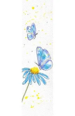 Semn de carte pictat manual: Floare si fluturi