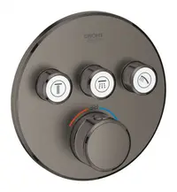 Baterie dus Grohe Grohtherm Smartcontrol 29121AL0, 3 iesiri, termostat, push&turn, masca metalica, filtru impuritati, necesita set fixare, mat, Hard graphite