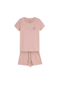 Pijamale dama Renya - roz murdar - bumbac - buline - set cu pantaloni scurti