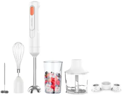 Blender mixer cu baterie 5 in 1, 60W, fara fir, 0.5L, alb, Decakila KMJB042W
