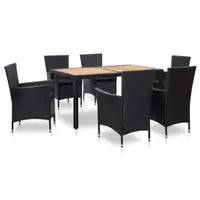 Gossi set mobilier de exterior cu perne, 7 piese, negru, poliratan
