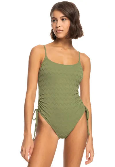 Costum de baie intreg cu detalii plisate Current Coolnes - Verde