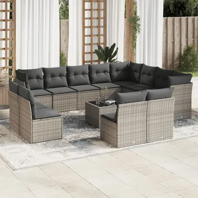 Gossi set mobilier de gradina cu perne, 13 piese, gri, poliratan