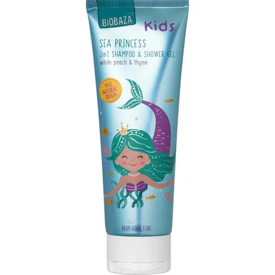 Sampon si Gel de Dus pentru Copii cu Ulei de Cimbru si Parfum de Piersica Alba Sea Princess 250ml