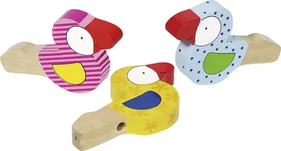 Fluier din lemn in forma de Pasare Goki, sortiment