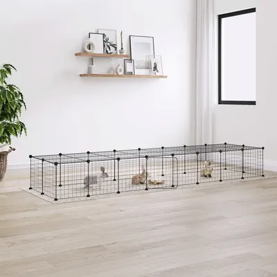 Gossi cusca animale de companie cu usa 36 panouri negru 35x35 cm otel