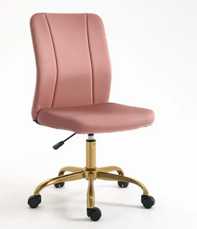 Vinsetto Scaun de birou design contemporan cu pivot 360° ergonomic spătar curb înălțime reglabilă înveliș din catifea 56 x 60 x 102 cm roz și aurie | Aosom Romania