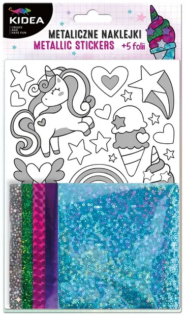 Set creativ cu folii și autocolante Kidea - Unicorn