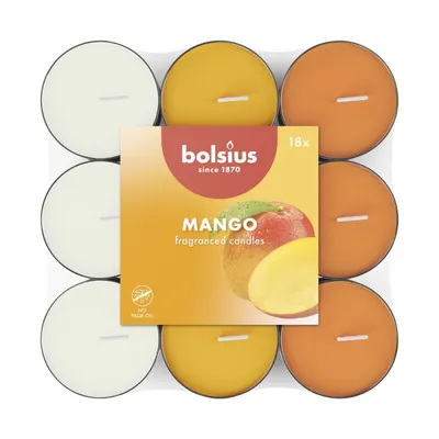 Lumanari Pastila Bolsius in Trei Culori, Mango, Timp de Ardere 3.5 Ore, 18 Bucati