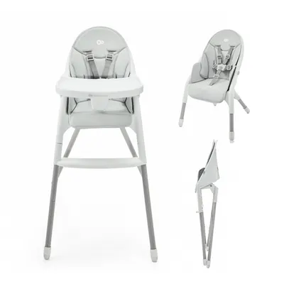 Scaun de masa Kinderkraft Dinnly Grey, transformabil intr-un scaun inalt, husa scaun PU, pana la 15 kg