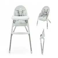 Scaun de masa Kinderkraft Dinnly Grey, transformabil intr-un scaun inalt, husa scaun PU, pana la 15 kg