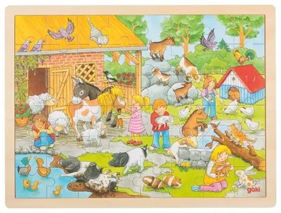 Puzzle din lemn Goki - Gradina zoologica
