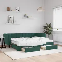 Gossi pat de zi cu extensie si sertare verde inchis 80x200 cm catifea