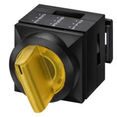Buton selector 2 poz. 50° galben si ind luminos, cu revenire