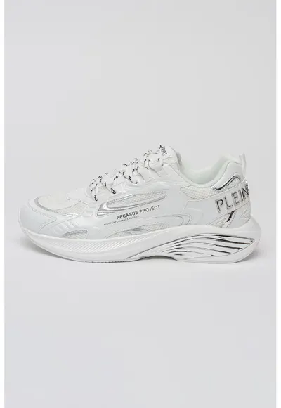Pantofi sport Pegasus cu insertii din piele ecologica - Alb/Argintiu