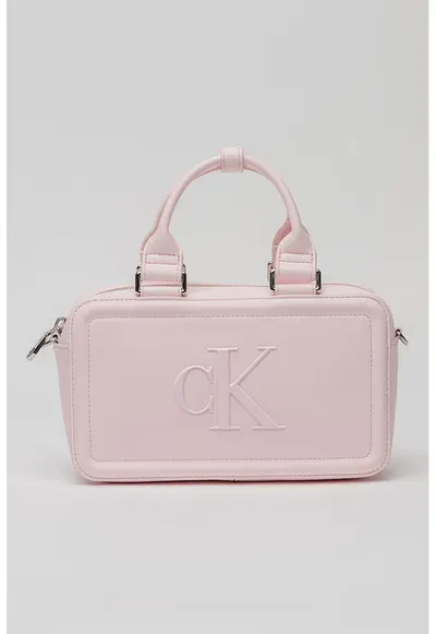 Geanta crossbody cu monograma in relief Bauletto - Roz deschis