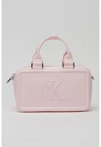 Geanta crossbody cu monograma in relief Bauletto - Roz deschis