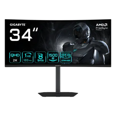 Monitor Gaming GIGABYTE GS34WQCA, 34", 3440 x 1440 pixeli, Black
