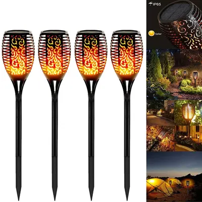 Set 4 x Lampa solara tip torta cu efect flacara