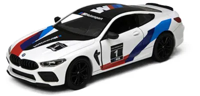 Mașinuță metalică Kinsmart Livery Edition - BMW M8 Competition Coupe, 1:38, albă