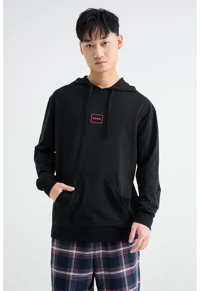 Bluza de pijama din amestec de bumbac cu logo - Negru