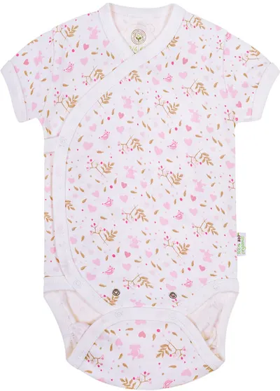 Body pentru bebeluşi Bio Baby - bumbac organic, 68 cm, 4-6 luni, roz-alb