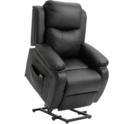 HOMCOM Fotoliu Relax Electric cu Ridicare și Reclinare 160°, Telecomandă, 76x90x105 cm, Negru | Aosom Romania