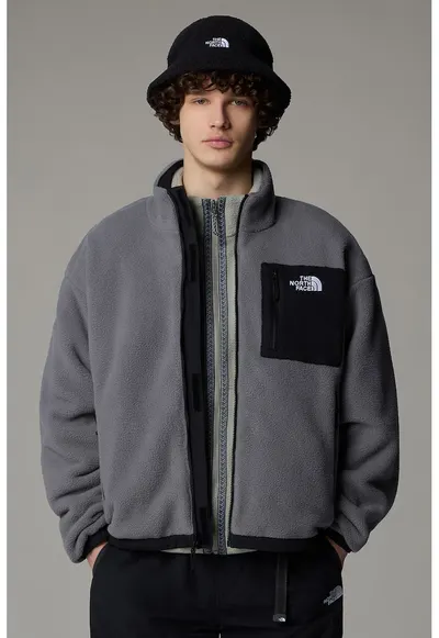 Jacheta reversibila din material fleece pentru drumetii Yumiori - Negru/Gri inchis
