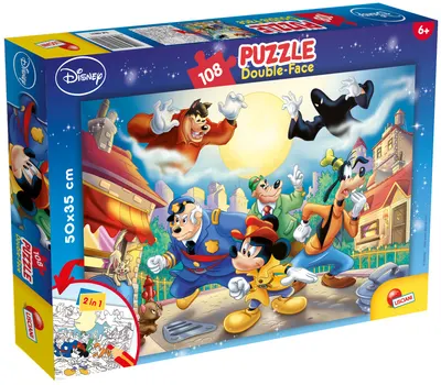 Puzzle cu două fețe Lisciani pentru colorat 108 piese- Detectivul Mickey Mouse