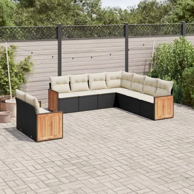 Gossi set mobilier de gradina cu perne, 9 piese, negru, poliratan