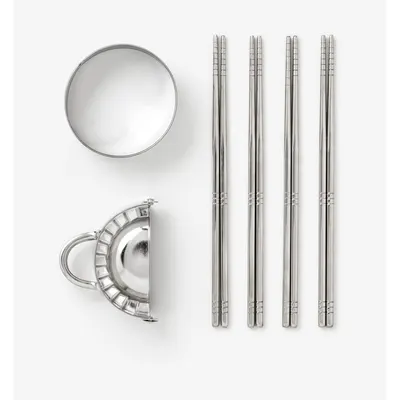 Set de bețe chinezești bej din oțel inoxidabil pentru 4 persoane The Essentials - Dumpling Tools – Printworks