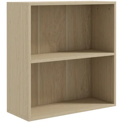 HOMCOM Bibliotecă raft de depozitare cu 2 compartimente și raft reglabil, 60 x 24 x 63 cm, efect lemn natural | Aosom Romania