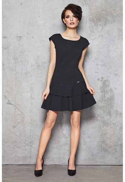 Rochie evazata M042 - graphite - bumbac-elastan