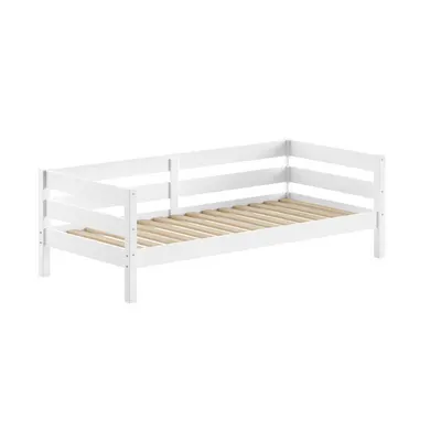Pat pentru copii alb din lemn de pin cu somieră 90x200 cm Margrit – Vipack