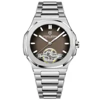 Ceas Automatic Bărbați Pagani Design PD-YS025, 42mm, Tourbillon Open Heart, Oțel Inoxidabil, Sticlă Safir, Argintiu Negru