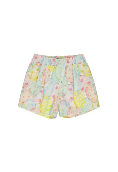 Pantaloni scurti cu imprimeu colorat - Party Mood - Alb cu cercuri multicolore - pentru fetite - Alb