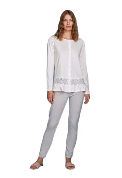 Pijamale dama maneci lungi 8724 - Alb