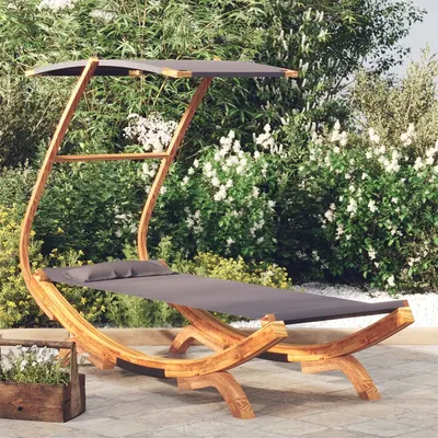 Gossi pat de exterior cu baldachin antracit 100x190x134 cm lemn masiv
