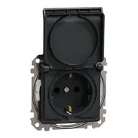Sedna Design, Priza 2P+E cu obturatoare si capac, IP44, fara surub, antracit
