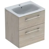 Set dulap baie cu lavoar incastrat Geberit Selnova Square, 60 cm, nuc deschis