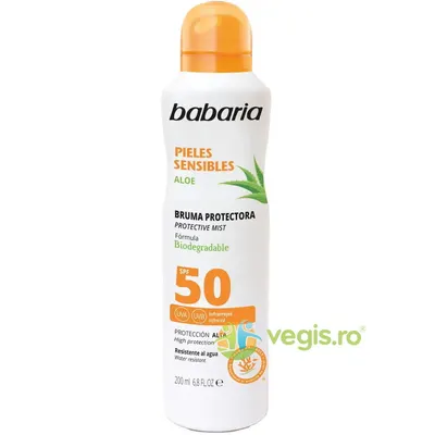 Spray cu Protectie Solara pentru Pielea Sensibila cu Aloe Vera SPF50 200ml