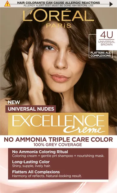 L'Oréal Excellence Vopsea fără amoniac, 4U Universal Brown