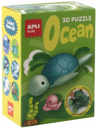 Set puzzle 3D Apli Kids - Ocean, broască țestoasă, caracatița și alge marine