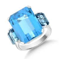 Inel din aur alb cu topaze albastre octogonale de 18.1ct