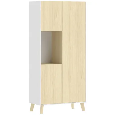 HOMCOM Dulap de bucătărie 170 cm, dulap modern cu compartiment deschis, polițe reglabile, aspect lemn natural | Aosom Romania