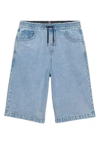 Bermude din denim cu croiala lejera si talie elastica Freazy